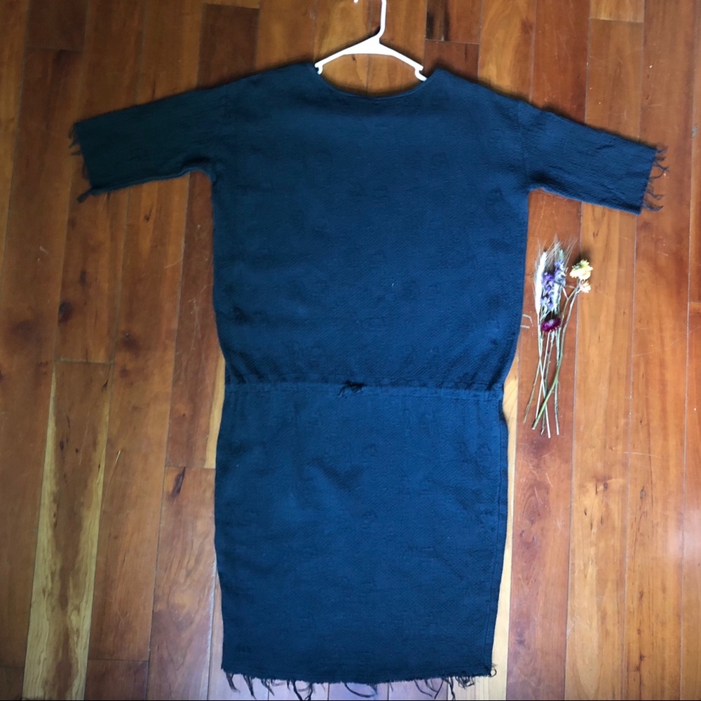 Black crane quilted dress
